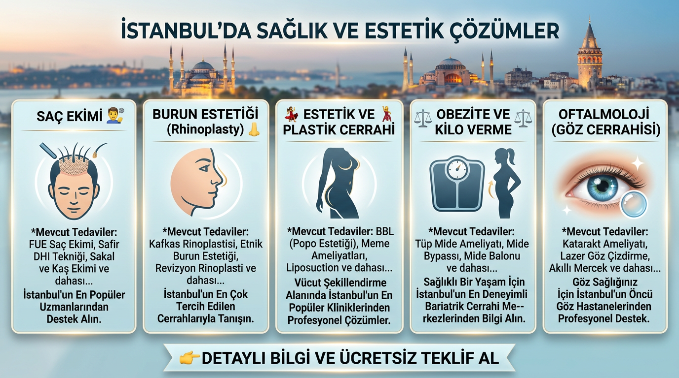 🏥 İstanbul’un Sağlık Başarısı: Seçkin Dijital Tanıtım Platformunuz Tamamen ücretsiz dijital tanıtım platformumuz aracılığıyla İstanbul’un önde gelen sağlık ve estetik kliniklerini keşfedin. Şehrin en tanınmış tıp uzmanlarını içeren bağımsız dijital bilgi portalımız sayesinde, seçkin seçenekleri inceleyebilir ve sürecinizi doğrudan kaynağına erişerek başlatabilirsiniz. ⚖️ VisionStay Platform Politikası ve Yasal Bilgilendirme: Dijital Yayıncı Statüsü: VisionStay seçkin bir dijital tanıtım platformudur; bir sağlık kuruluşu, uluslararası sağlık turizmi aracı kuruluşu veya seyahat acentesi değildir. Sunulan hizmet, küresel kitleler için uluslararası dillerde yürütülen tamamen bir dijital tanıtım ve yayıncılık faaliyetidir. Sıfır Hizmet Bedeli: VisionStay kullanıcılar için tamamen ücretsizdir. Tıbbi tavsiye vermeyiz, tedavi paketleri satmayız ve kullanıcılarımızdan asla komisyon veya danışmanlık ücreti talep etmeyiz. Doğrudan ve Bağımsız Erişim: Paylaşılan tüm bilgiler yalnızca dijital tanıtım amaçlıdır. VisionStay; hiçbir tıbbi, ticari veya operasyonel sürecin tarafı değildir. Tüm konsültasyonlar, tedaviler ve finansal işlemler; tamamen ve doğrudan kullanıcı ile Sağlık Bakanlığı yetkili resmi sağlık sunucusu arasında gerçekleşir. Yasal Sorumluluk Muafiyeti: Bir dijital yayıncı olarak VisionStay; tıbbi sonuçlar, hizmet kalitesi veya hasta ile sağlık kuruluşu arasındaki ilişkiden doğabilecek ticari uyuşmazlıklar konusunda hiçbir yasal sorumluluk kabul etmez.